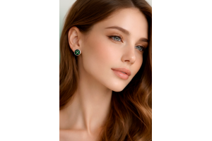 Сережки з вишивкою "Зелена традиція" МС006